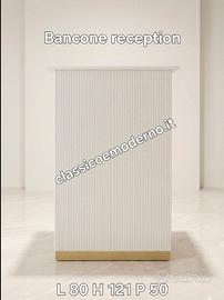 bancone reception cannettato bianco e oro su misur