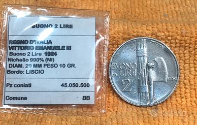 Buono 2 lire 1924 Regno Italia Vitt. Eman. III
