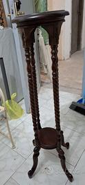 Portapiante/Porta vaso a colonna antico in legno