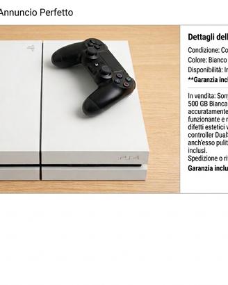 Sony PS4 Slim 500GB Bianca - Come Nuova - Garanzia
