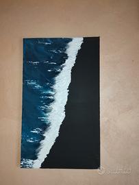 Quadro dipinto a mano _onda bianca 3d  40x50 