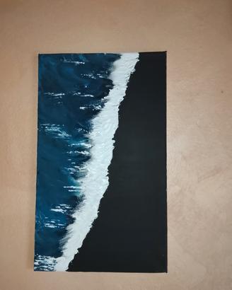 Quadro dipinto a mano _onda bianca 3d  40x50 