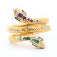 Bracciale serpente con diamanti,rubini e smeraldi