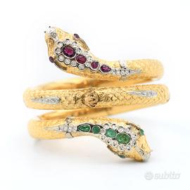 Bracciale serpente con diamanti,rubini e smeraldi