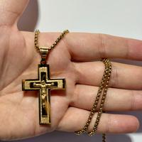 Collana croce Gesù 60cm – stile veneziano acciaio