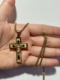 Collana croce Gesù 60cm – stile veneziano acciaio