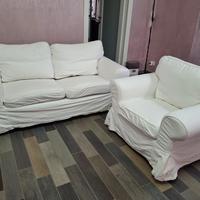 Divano 2 posti e poltrona Ektorp Ikea col.  bianco