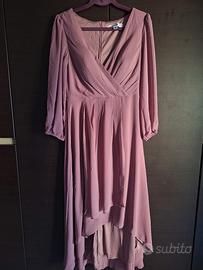 Vestito rosa elegante longuette - Scollo a V nuovo