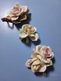 3 fiori ceramica Capodimonte 