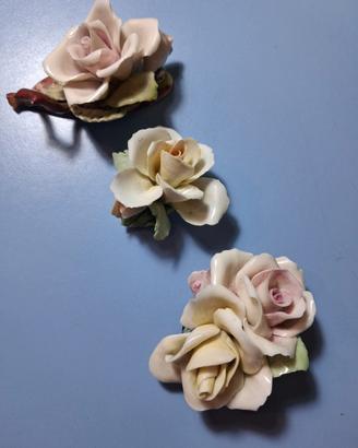 3 fiori ceramica Capodimonte 