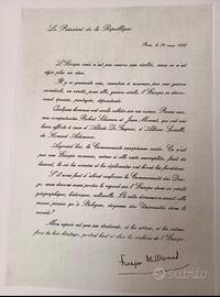 Francois Mitterrand lettera ufficiale in acquafort