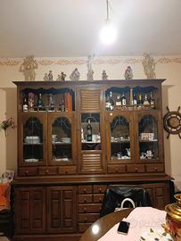 Parete attrezzata d’epoca primi ’900 in legno 