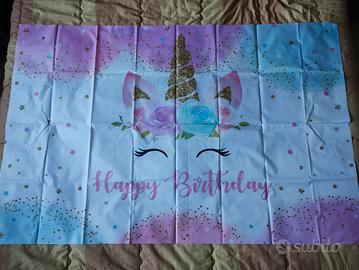 Materiale allestimento compleanno tema Unicorno