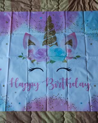 Materiale allestimento compleanno tema Unicorno