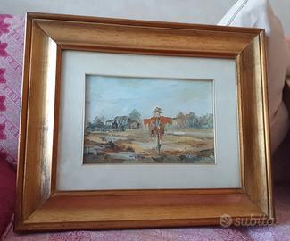 Quadro olio su tela "Paesaggio Spaventapasseri"