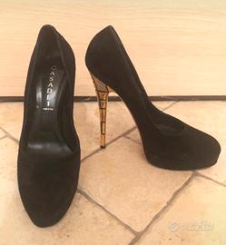 Scarpe in camoscio nero decollete casadei