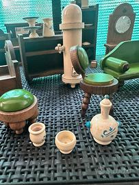 Grande lotto miniature vintage in legno e ceramica