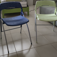 N° 7 sedie pieghevoli in acciaio/pvc con carrello