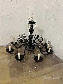 Lampadario 8 luci in vetro nero