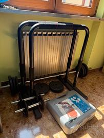 Kit palestra con parallele bilanciere manubri pesi