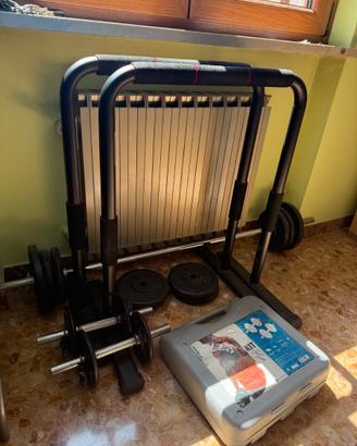 Kit palestra con parallele bilanciere manubri pesi
