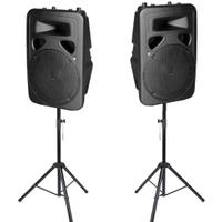 Coppia casse amplificate  1200 w 15" + 2 stativi