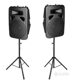 Coppia casse amplificate  1200 w 15" + 2 stativi