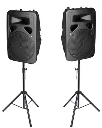 Coppia casse amplificate  1200 w 15" + 2 stativi