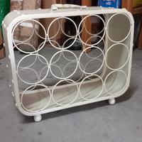 Portabottiglie in ferro battuto bianco antico