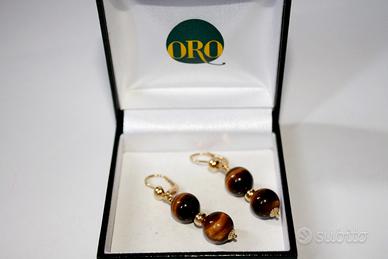 Orecchini in oro 750 con Occhio di tigre