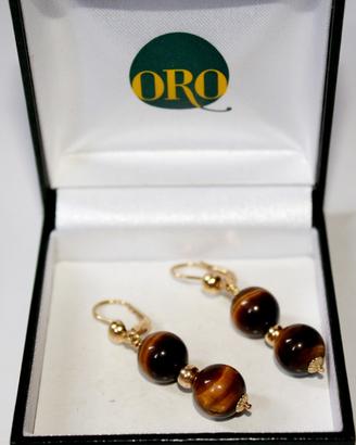 Orecchini in oro 750 con Occhio di tigre