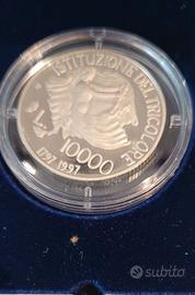 moneta argento Proof fondo specchio Lire 10.000