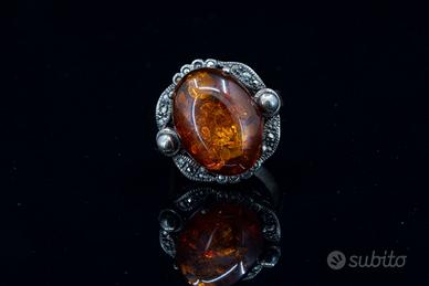 Anello in Argento 925 con Ambra Baltica Vintage