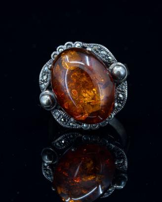 Anello in Argento 925 con Ambra Baltica Vintage