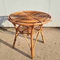 tavolino rotondo vimini bambù anni 60