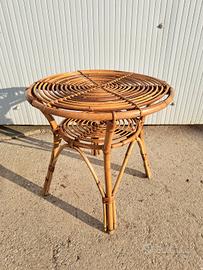 tavolino rotondo vimini bambù anni 60