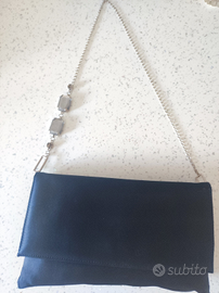 Pochette in raso blu Marina Rinaldi