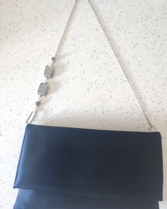 Pochette in raso blu Marina Rinaldi