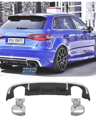 DIFFUSORE AUDI A3 8V 16-20 LOOK RS3 + TERMINALI DI
