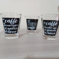 Tris Bicchierini con frasi