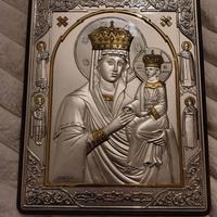 Madonna con Gesù bambino in argento rettangolare