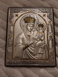 Madonna con Gesù bambino in argento rettangolare