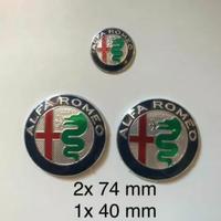 3 pz Kit Stemma Logo ALFA ROMEO 2x 74mm - 1x 40mm