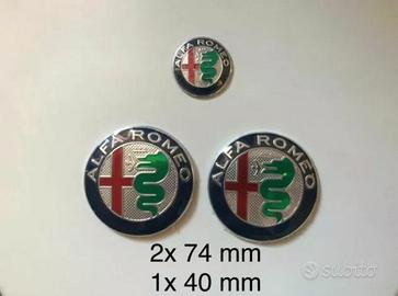 3 pz Kit Stemma Logo ALFA ROMEO 2x 74mm - 1x 40mm