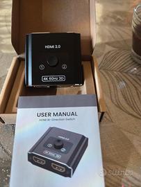 Switch HDMI 4K@60Hz Bidirezionale Sdoppiatore 2x1/