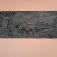 Quadro bassorilievo in peltro cm 120 x 43