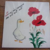 Mattonella vintage decorata a mano papaveri papere