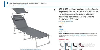 sedia a sdraio balcone- giardino entro 10 Dic