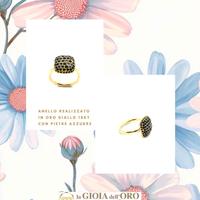 Anello oro giallo e pietre azzurre