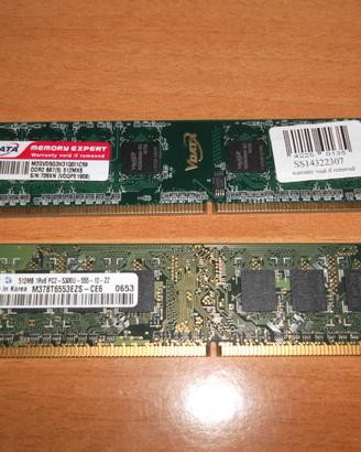 MEMORIA RAM 2pz da512mb DDR1 usati